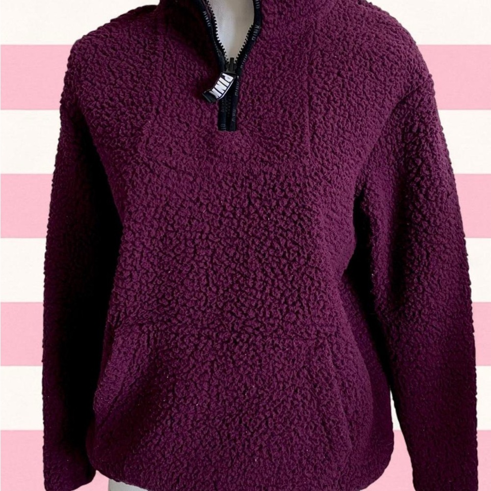 Victoria’s Secret Pink Y2K Plum Sherpa Quarter-Zip Pullover